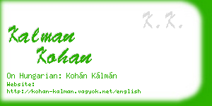 kalman kohan business card